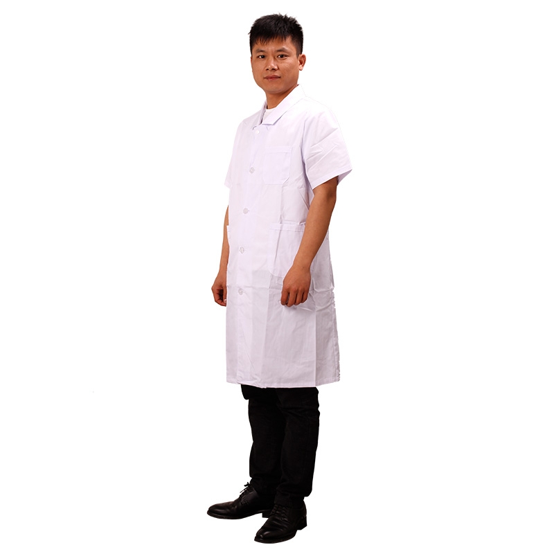 医生服 男医生服 短袖衣领按扣式单件 浅蓝色 s 码